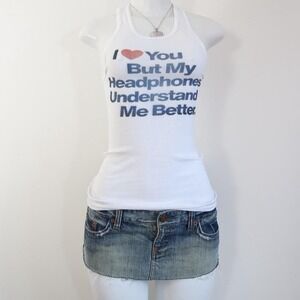 y2k headphones understand me slogan ribbed tank graphic